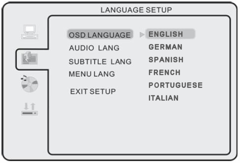 Aby przywróciæ ustawienia fabryczne, nale y nacisn¹æ przycisk Ustawienia jêzyka (LANGUAGE SETUP) S Przyciskiem Y lub B, wybraæ jêzyk.