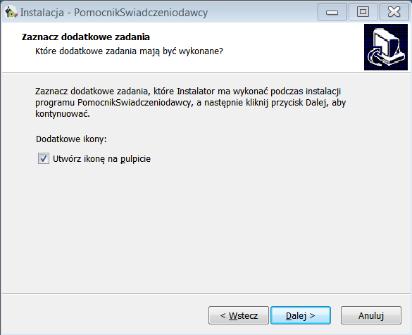 4. Instalatr dmyślnie twrzy iknę prgramu na pulpicie.