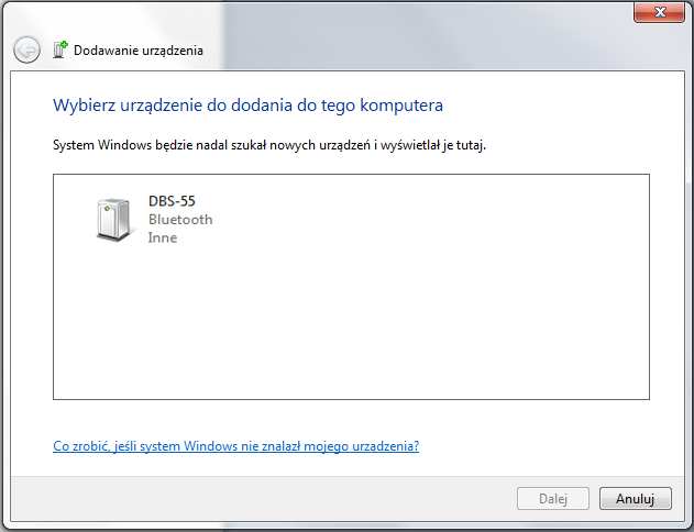 Po kliknięciu na ikonę Bluetooth wyświetli się menu, z którego należy wybrać opcję