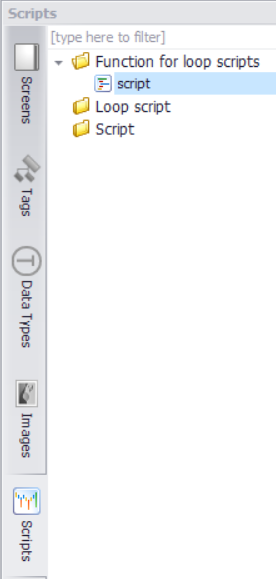 2.2.5 Zakładka skrypty Skrypty są to proste programy w obszarze wizualizacji, umożliwiające wykonanie operacji w przypadkach gdy nie mamy dostępu do programu PLC lub gdy jest to wygodniejsze do