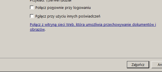 Mapowanie dysków Wybierz literę dysku w polu Dysk. Możesz wybrać dowolną literę, która nie jest aktualnie używana.