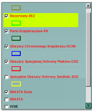 Umożliwia on włączanie lub wyłączanie widoczności danej warstwy, ustawienie aktywnej warstwy do identyfikacji oraz wyszukiwania obiektów.