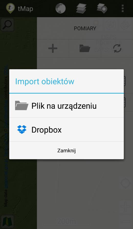 Eksport pomiarów polega na zapisaniu pomiarów w pliku.zip na urządzeniu. Wygenerowany plik można również przesłać za pomocą wiadomości e-mail lub Bluetooth do innego użytkownika.