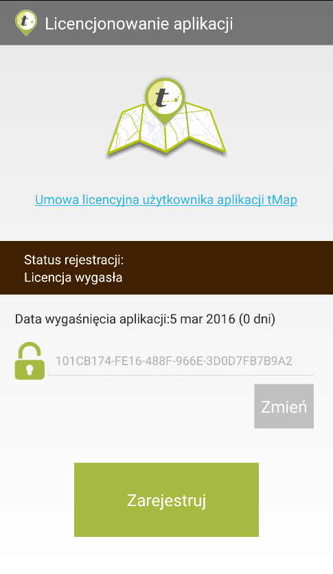 W trybie demo aplikacja będzie odblokowana przez ograniczony okres czasu (45 dni). Po upływie tego okresu praca z aplikacją nie będzie możliwa do momentu wprowadzenia aktywnego numeru licencji.