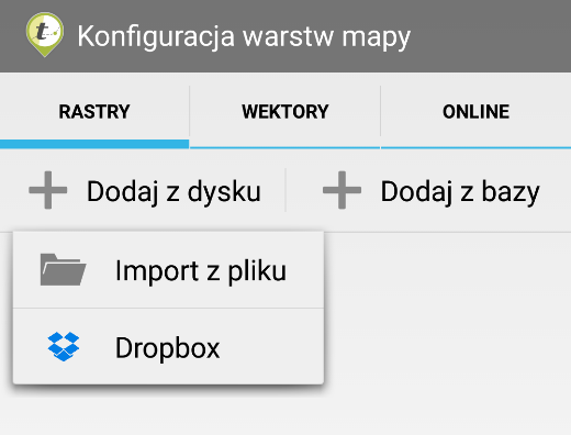 3.3.5.1.1 Dodawanie warstw rastrowych Aby dodać nowy plik graficzny jako warstwę mapy należy użyć narzędzia.