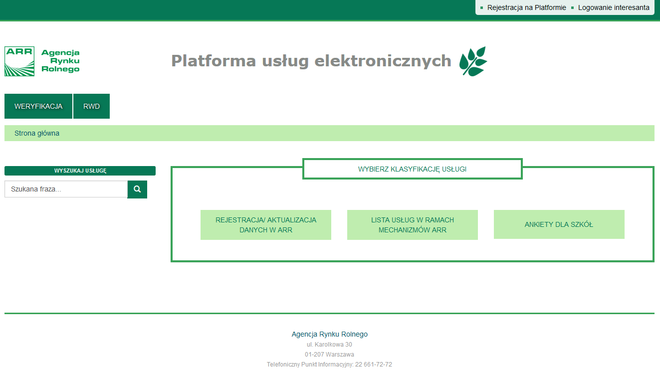 1. WSTĘP Portal e-urząd (Platforma Usług Elektronicznych ARR - PUE) dostępny pod adresem http://pue.arr.gov.