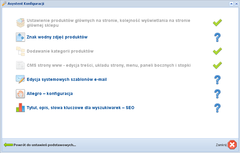 Jak uruchomić podstawowego Asystenta konfiguracji sklepu?