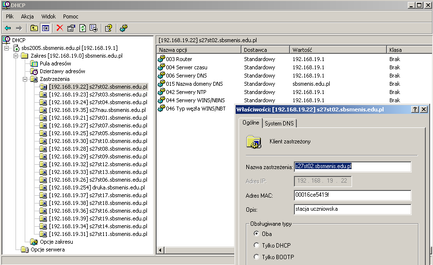 T: Serwer DHCP. Zadanie1: Wykorzystując serwis internetowy Wikipedii odszukaj informacje na temat usługi DHCP. Zadanie2: W jaki sposób skonfigurować system Windows XP by pełnił rolę serwera DHCP?