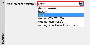 Rama Moduł Uwaga: Stały rozład modułu reacji poziomej podłoża zależy od modułu odształcenia gruntu E def MPa oraz od zreduowanej szeroości pala m naciśnij przycis F1).