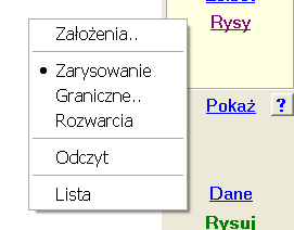 ABC 6.2 Obiekt3D E1.4. Rysy dla stanu tarczowego Po wybraniu przycisku Rysy moŝna wyznaczyć miejsca zarysowania, kąt rys oraz obliczyć wielkość rozwarcia rys.