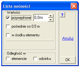 ABC 6.2 Obiekt3D Opcją Lista nośności moŝna sporządzić tabelaryczne zestawienie stopnia wykorzystania nośności przekroju w połączeniu z numerami wybranych elementów.