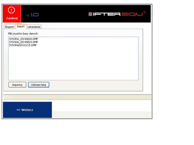 2.1.2 Import Bazy danych Zakładka Import służy do importowania plików Bazy danych (pliki znajdują się w folderze C:\oraclexe\app\oracle\admin\XE\dpdump).