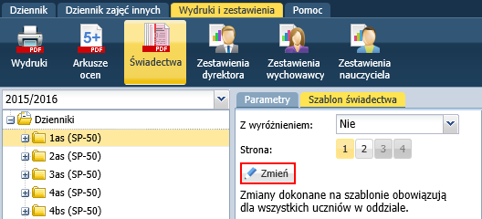 uczniów? 6/8 3. W oknie Edycja szablonu świadectwa wybierz drugą stronę świadectwa. 4.