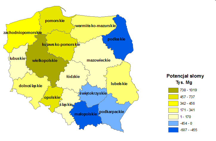 Zasoby słomy i ich rozmieszczenie Źródło: mgr Renata