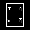 Przerzutnik typu T Ma jedno wejście informacyjne T, wyjście zegarowe C oraz dwa wyjścia proste i zanegowane.