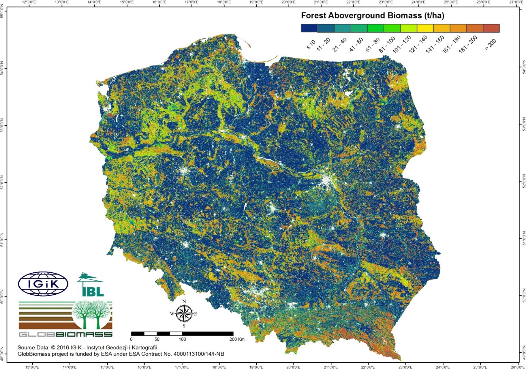 Mapa biomasy leśnej dla