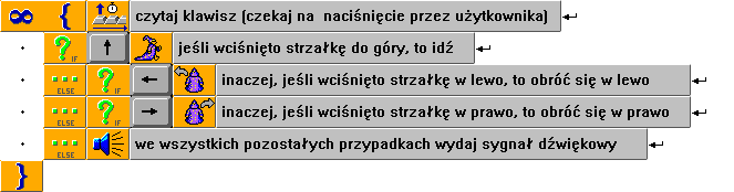 Czytanie klawisza lub przycisku myszy Czytaj klawisz lub przycisk myszy - czekaj na naciśnięcie Polecenie czytaj klawisz lub przycisk myszy (czekaj na naciśnięcie) przekazuje programowi informację,