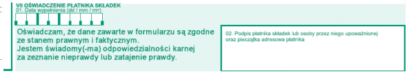 Pole 01: należy wpisać łączną kwotę zasiłków. VI.