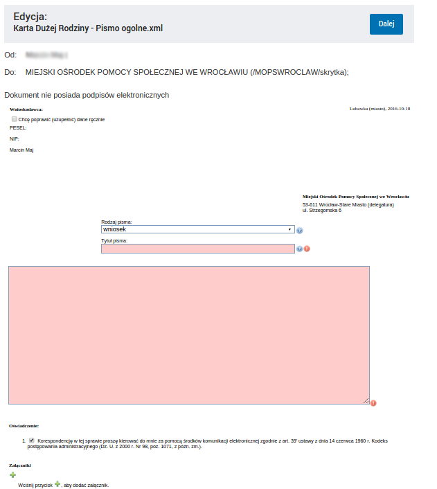 To nie jest formularz wniosku o Kartę Dużej Rodziny zgodny z rozporządzeniem, które określa jak ten wniosek ma wyglądać.