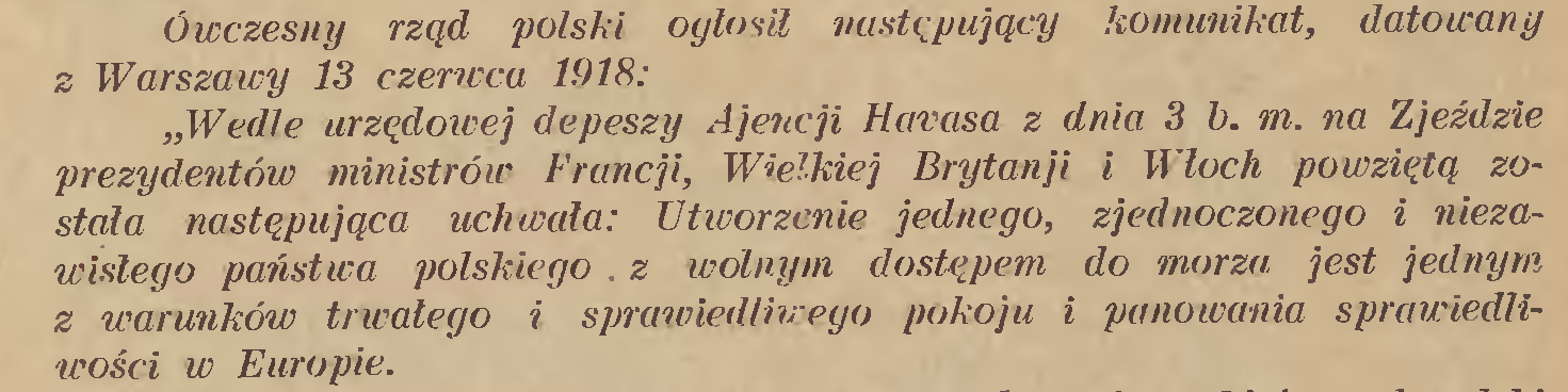 21. 1918.06.13 Komunikat Rządu Polskiego 22. 1918.10.
