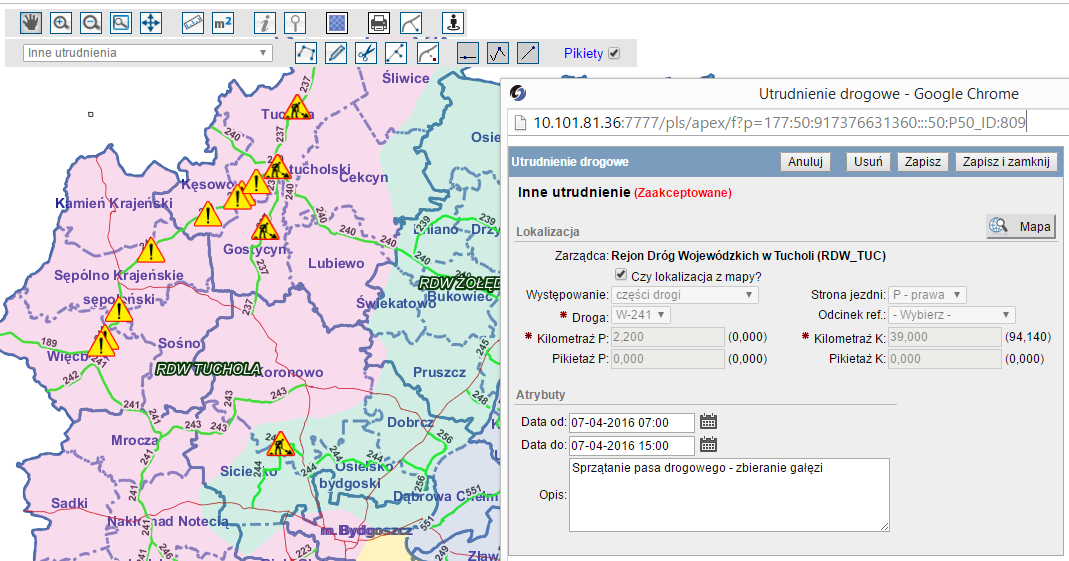 Utrudnienia drogowe Największą grupą utrudnień na drogach są roboty budowlane, za prowadzenie których odpowiedzialność ponoszą zarządcy dróg, właściciele sieci uzbrojenia terenu lub inne jednostki.