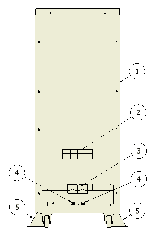 PANEL TYLNY BUDOWA MODUŁU BATERYJNEGO a) b) Rysunek 1: Panel tylny: a) modułu bateryjnego do zasilacza UPS SUPERLINE / POWERLINE 11 / POWERLINE 31, b) modułu bateryjnego do zasilacza UPS POWERLINE