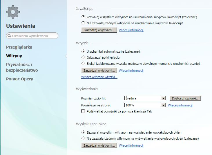 4.7. Ustawienia przeglądarki Opera 1.