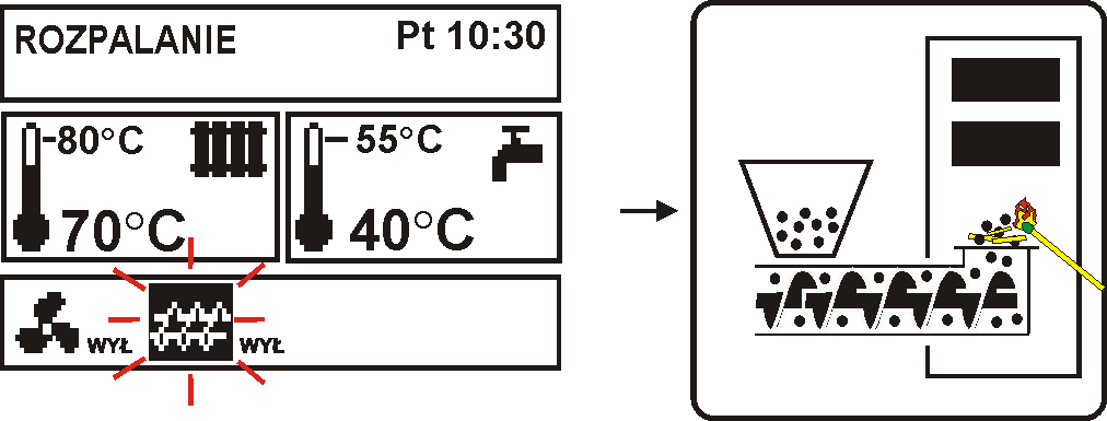 8.4 Ustawianie temperatury zadanej kotła Temperaturę zadaną kotła można ustawić poprzez wejście do: MENU Temperatura zadana kotła i ustawienie tego parametru na żądaną wartość.