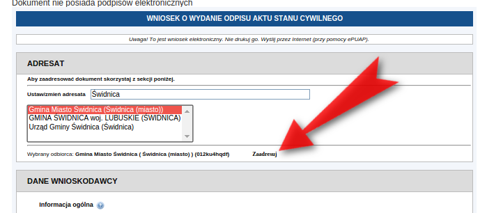Krok 7: W formularzu zaznaczamy odpowiednie opcje i wpisujemy dane.