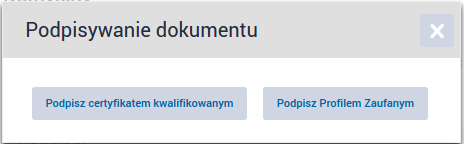 Krok 10: System spyta, jaką metodą chcemy podpisać wniosek. Wybieramy Podpisz Profilem Zaufanym.