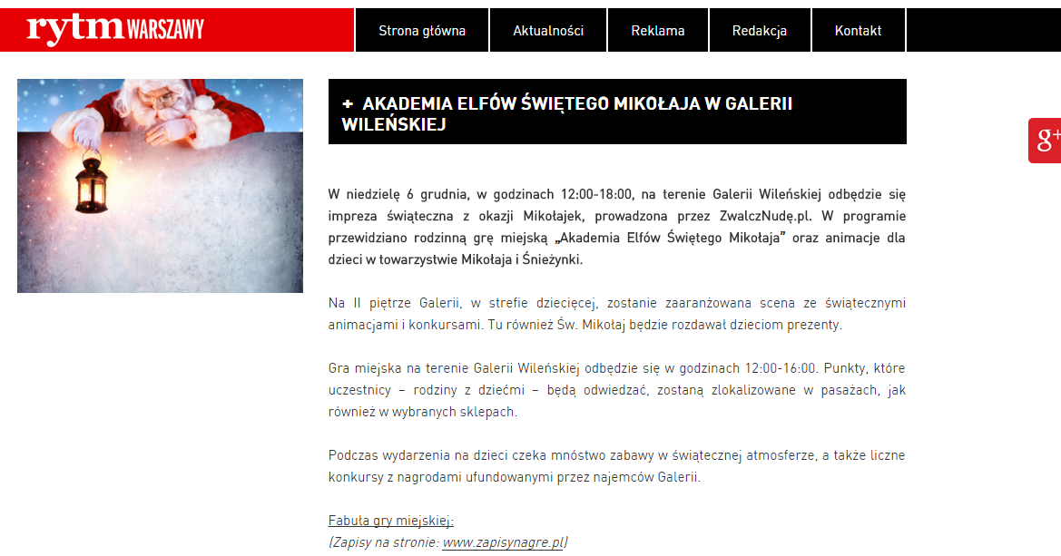 O naszym cyklu informacje publikowały także media rodzinne m.in.: wolnasobota.pl, dzieckowwarszawie.