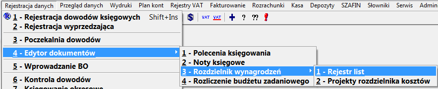 Księgowanie wynagrodzeń Można przygotować plik DBF (opis na