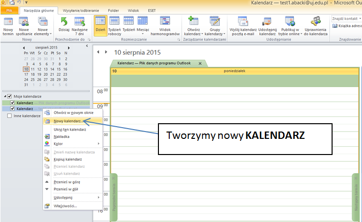 Dodawanie kalendarza udostępnionego do własnej listy kalendarzy.... 7 6. Uprawnienia do kalendarzy.... 7 7. Prywatne terminy w kalendarzu.