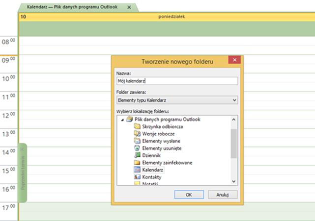 Tworzymy nazwę KALENDARZA Rysunek 1.2. Zakładanie nowej nazwy. 2. Organizacja terminów z innymi użytkownikami.