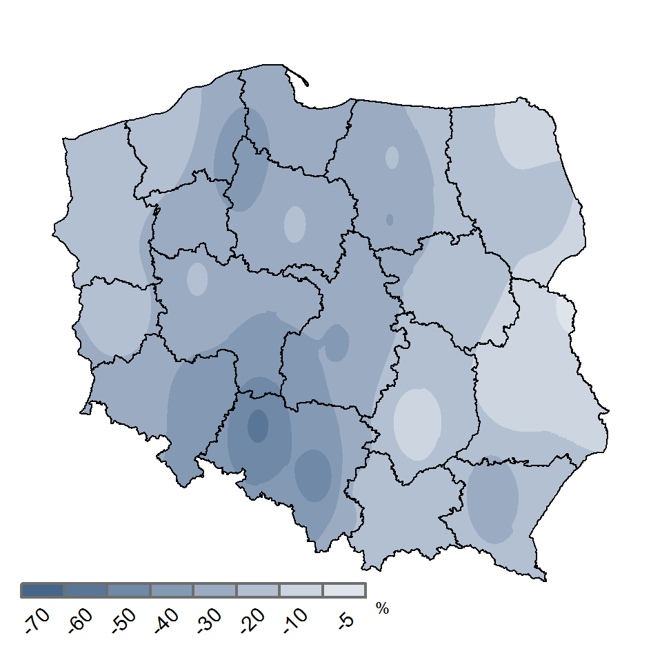 wartości średniej wieloletniej dla sezonu wegetacyjnego