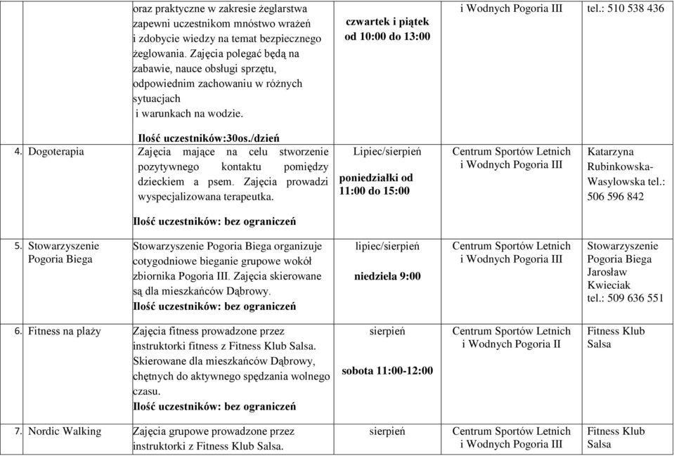 /dzień 4. Dogoterapia Zajęcia mające na celu stworzenie pozytywnego kontaktu pomiędzy dzieckiem a psem. Zajęcia prowadzi wyspecjalizowana terapeutka.