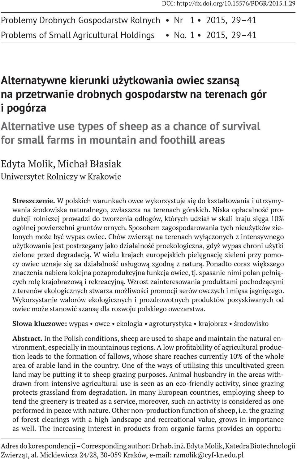mountain and foothill areas Uniwersytet Rolniczy w Krakowie Streszczenie.