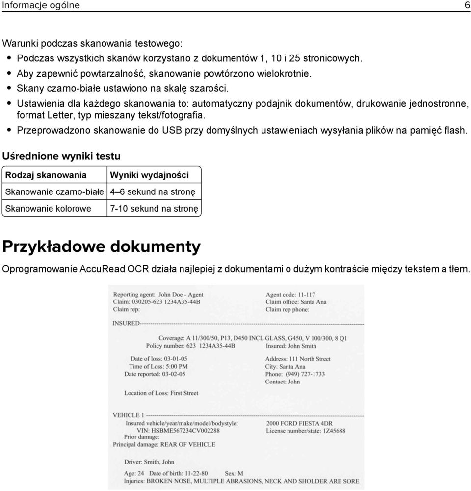 Ustawienia dla każdego skanowania to: automatyczny podajnik dokumentów, drukowanie jednostronne, format Letter, typ mieszany tekst/fotografia.