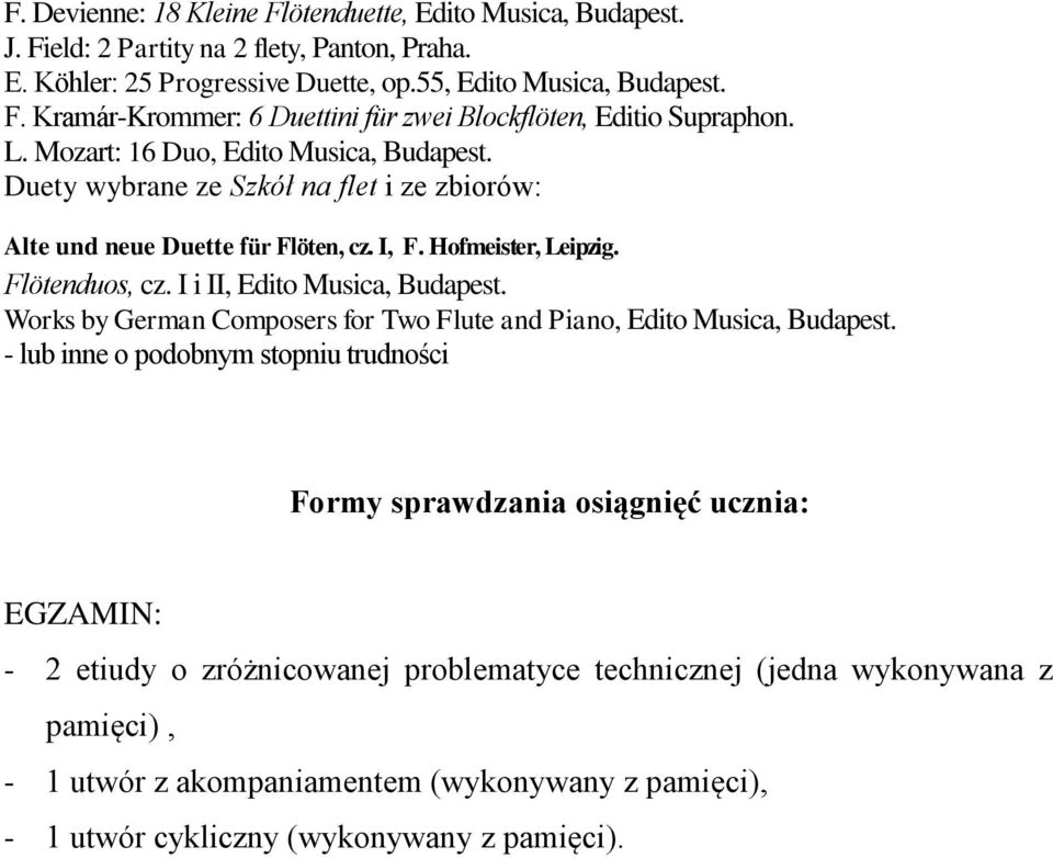 I i II, Edito Musica, Budapest. Works by German Composers for Two Flute and Piano, Edito Musica, Budapest.