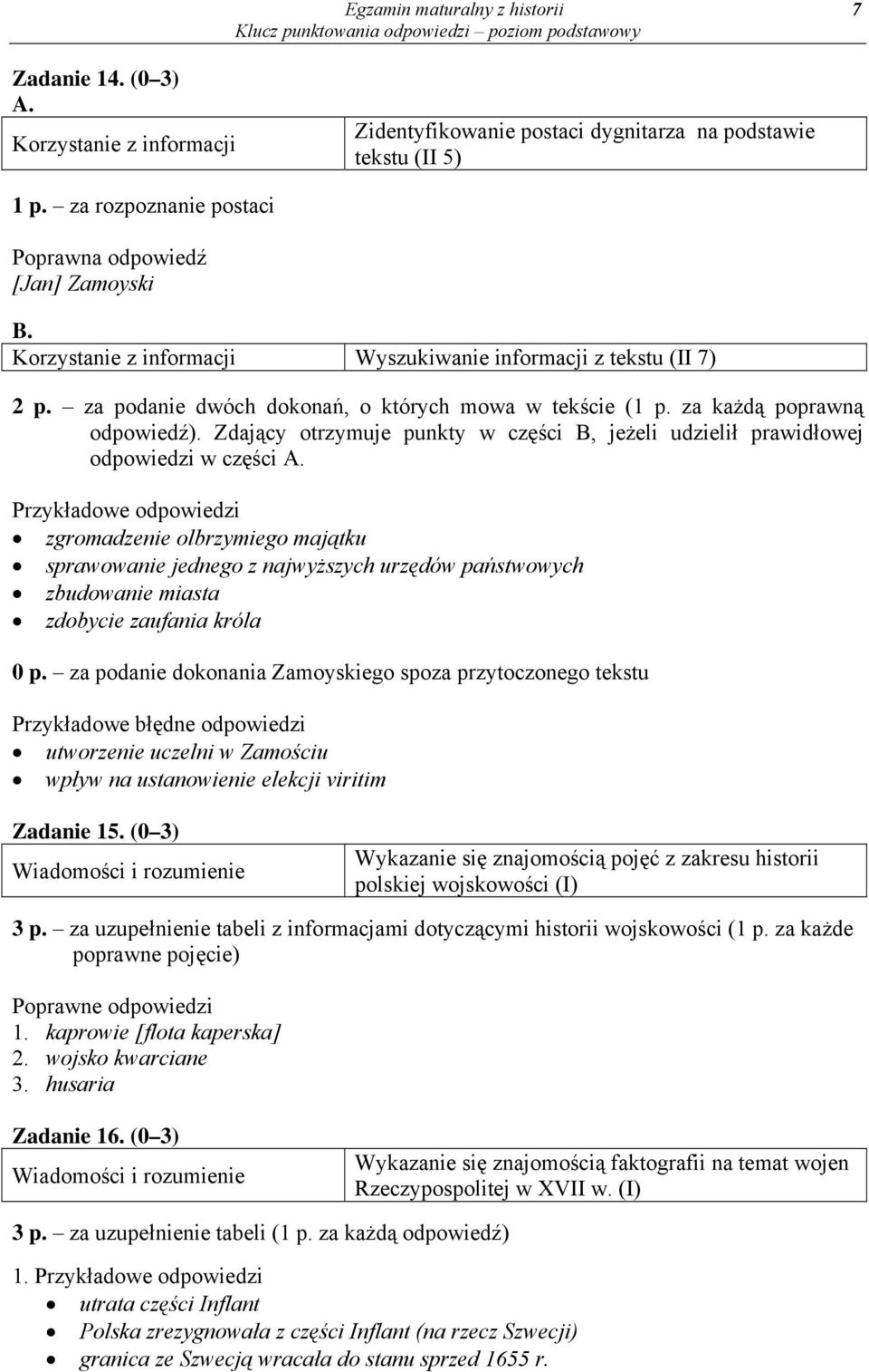 Zdający otrzymuje punkty w części B, jeżeli udzielił prawidłowej odpowiedzi w części zgromadzenie olbrzymiego majątku sprawowanie jednego z najwyższych urzędów państwowych zbudowanie miasta zdobycie
