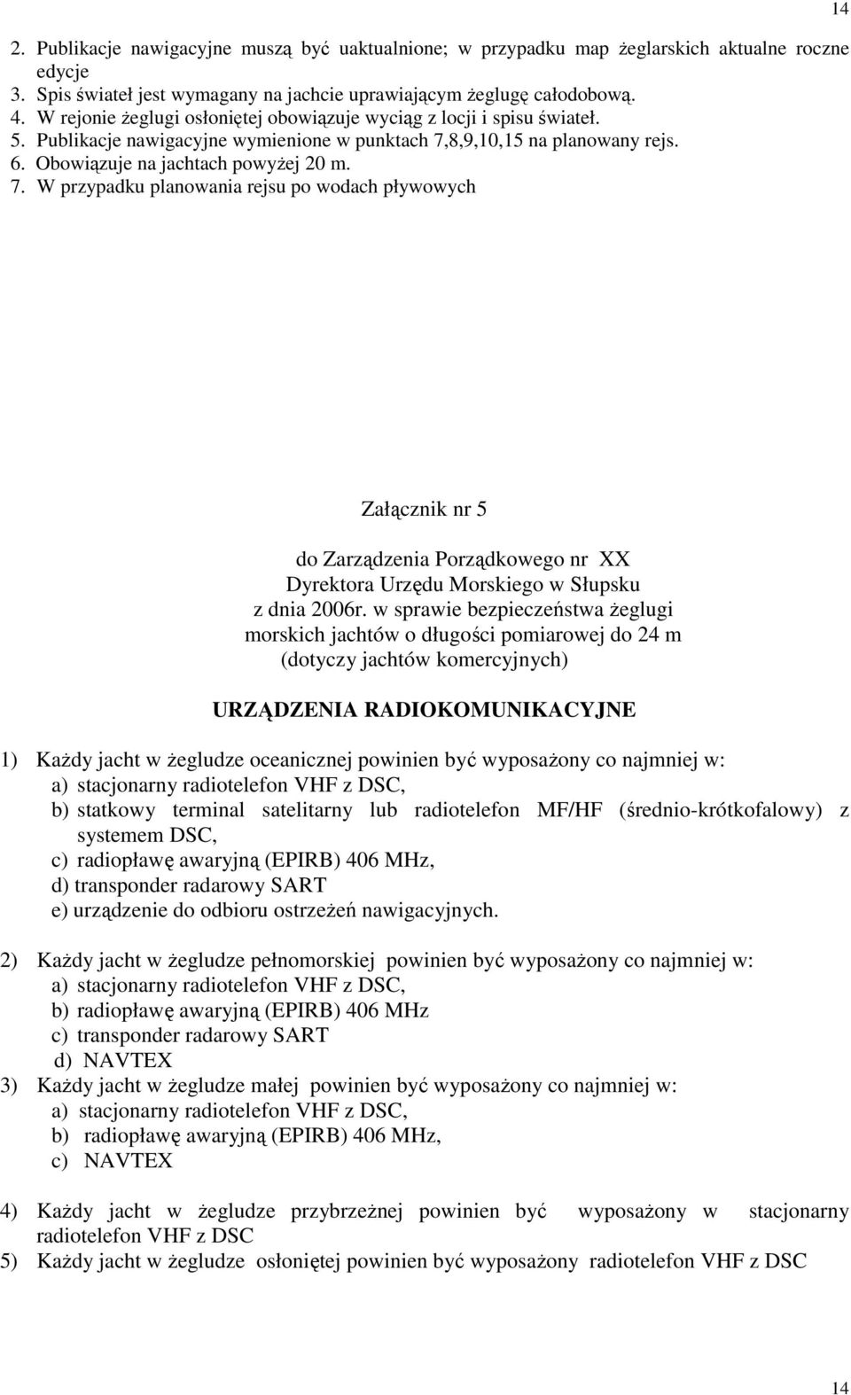 8,9,10,15 na planowany rejs. 6. Obowiązuje na jachtach powyżej 20 m. 7.