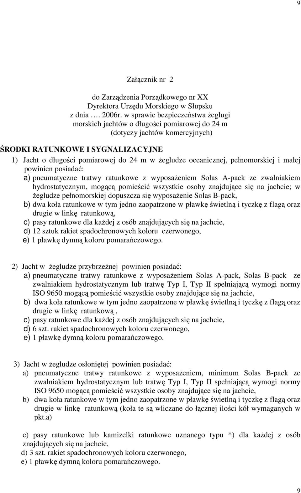 oceanicznej, pełnomorskiej i małej powinien posiadać: a) pneumatyczne tratwy ratunkowe z wyposażeniem Solas A-pack ze zwalniakiem hydrostatycznym, mogącą pomieścić wszystkie osoby znajdujące się na