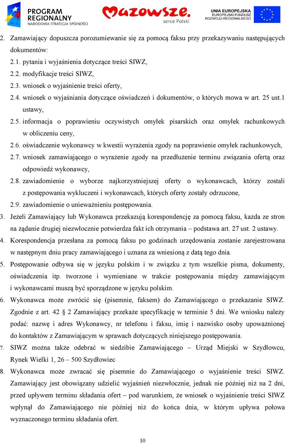 ust.1 ustawy, 2.5. informacja o poprawieniu oczywistych omyłek pisarskich oraz omyłek rachunkowych w obliczeniu ceny, 2.6.