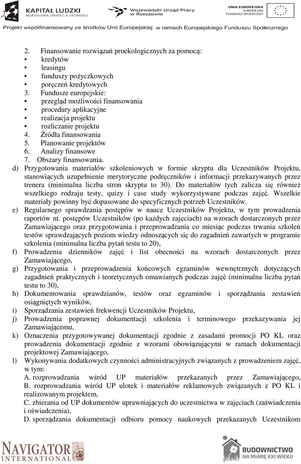 Obszary finansowania.