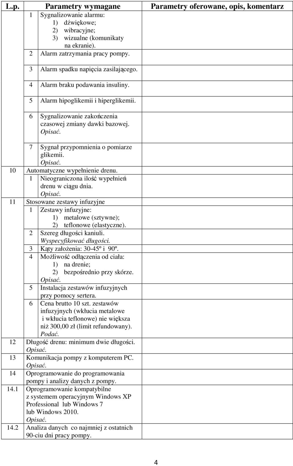 1 Nieograniczona ilość wypełnień drenu w ciągu dnia. 11 Stosowane zestawy infuzyjne 1 Zestawy infuzyjne: 1) metalowe (sztywne); 2) teflonowe (elastyczne). 2 Szereg długości kaniuli.