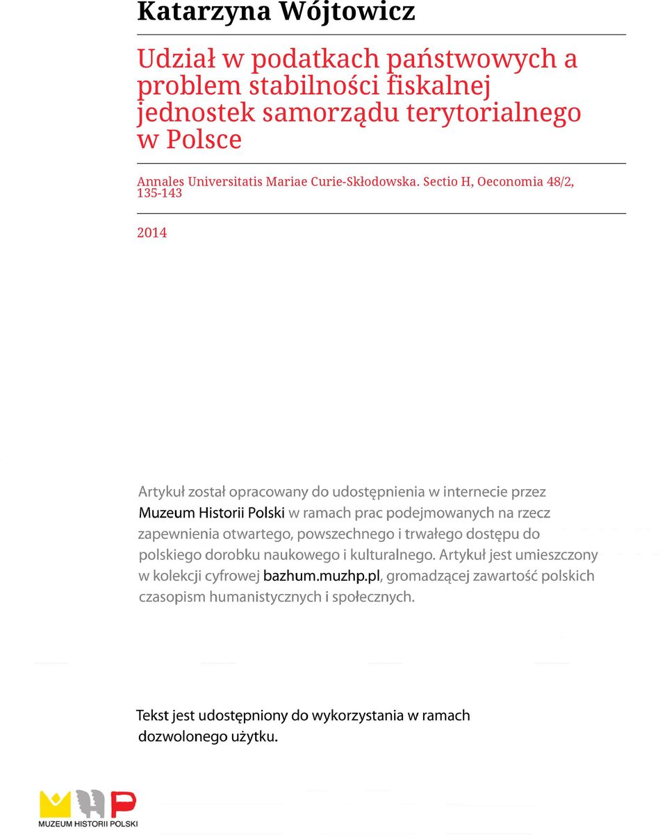 terytorialnego w Polsce Annales Universitatis Mariae