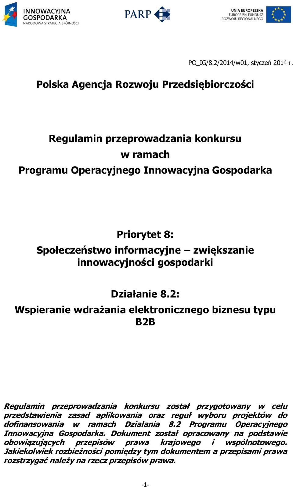 innowacyjności gospodarki Działanie 8.