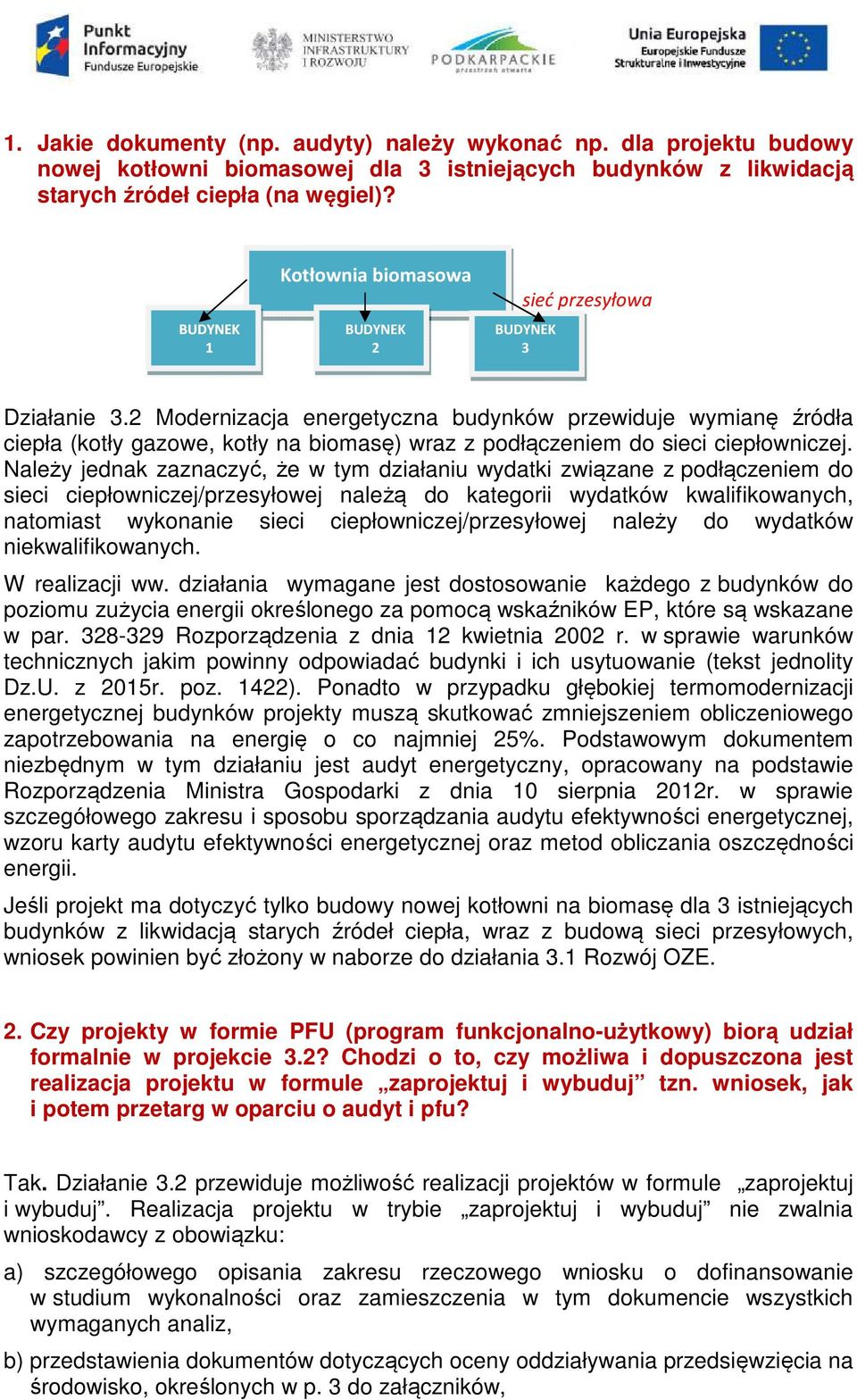 2 Modernizacja energetyczna budynków przewiduje wymianę źródła ciepła (kotły gazowe, kotły na biomasę) wraz z podłączeniem do sieci ciepłowniczej.