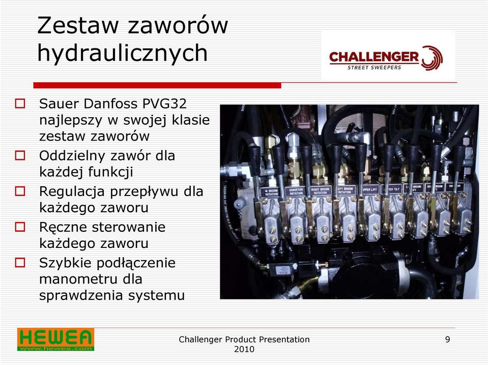 Regulacja przepływu dla kaŝdego zaworu Ręczne sterowanie