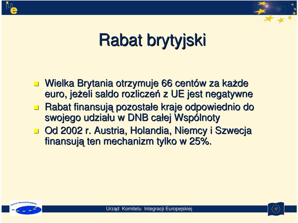 pozostałe e kraje odpowiednio do swojego udziału u w DNB całej